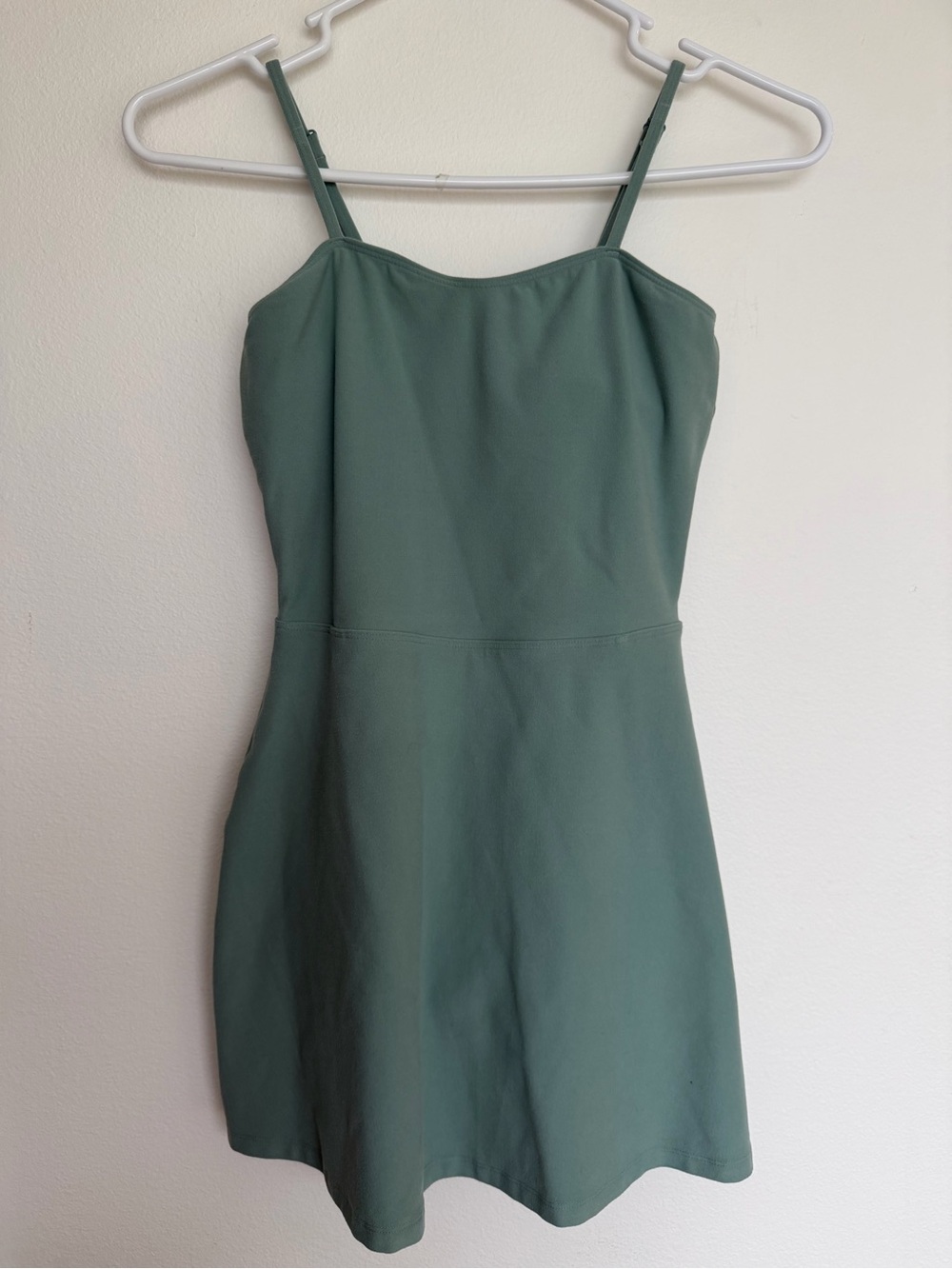 ALO Yoga Sage Green Spaghetti Strap Mini Dress Romper